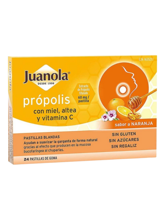 Juanola pastillas blandas propolis miel vit c sabor naranja
