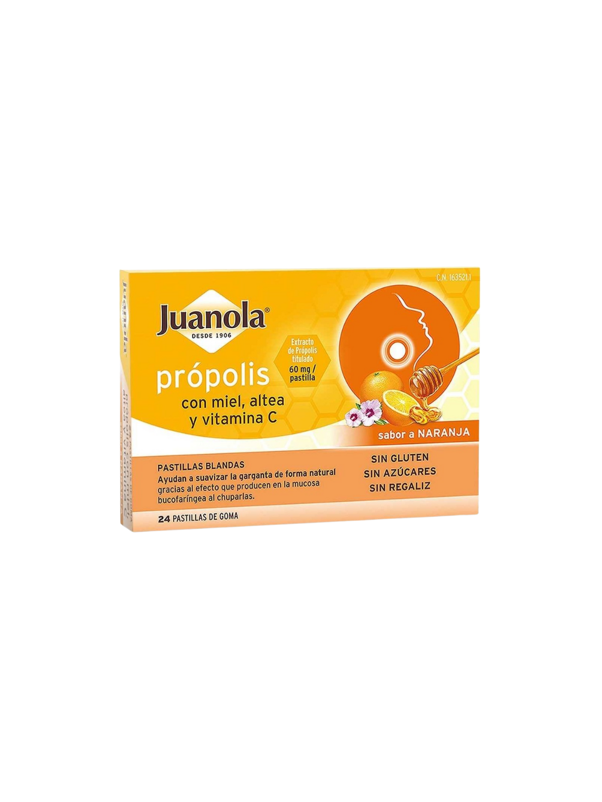 Juanola pastillas blandas propolis miel vit c sabor naranja