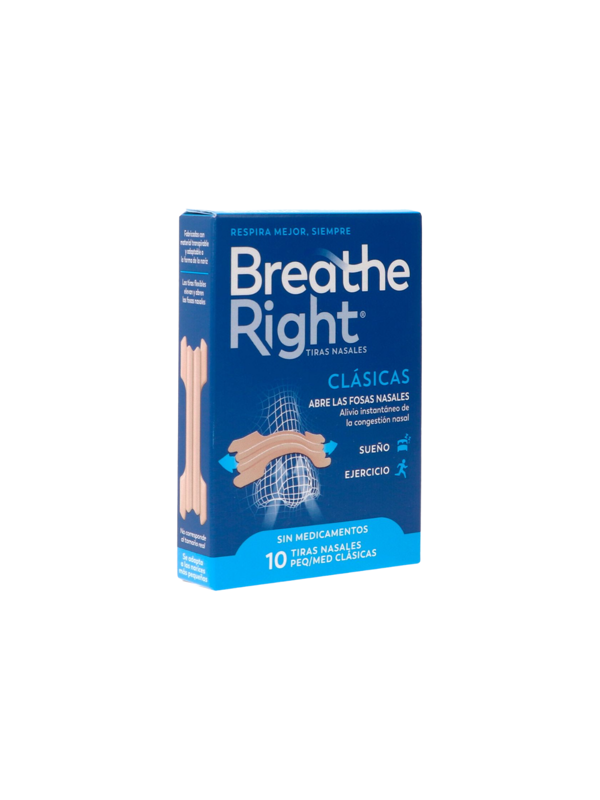 Breathe right tiras nasales grandes 10 uds