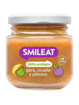 Smileat tarrito de pera ciruela y plátano 130 gr