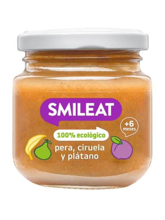 Smileat tarrito de pera ciruela y plátano 130 gr