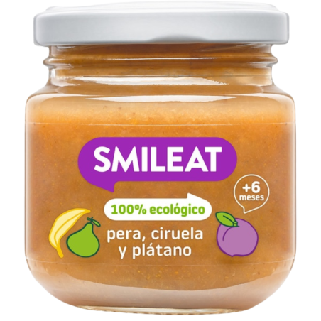 Smileat tarrito de pera ciruela y plátano 130 gr