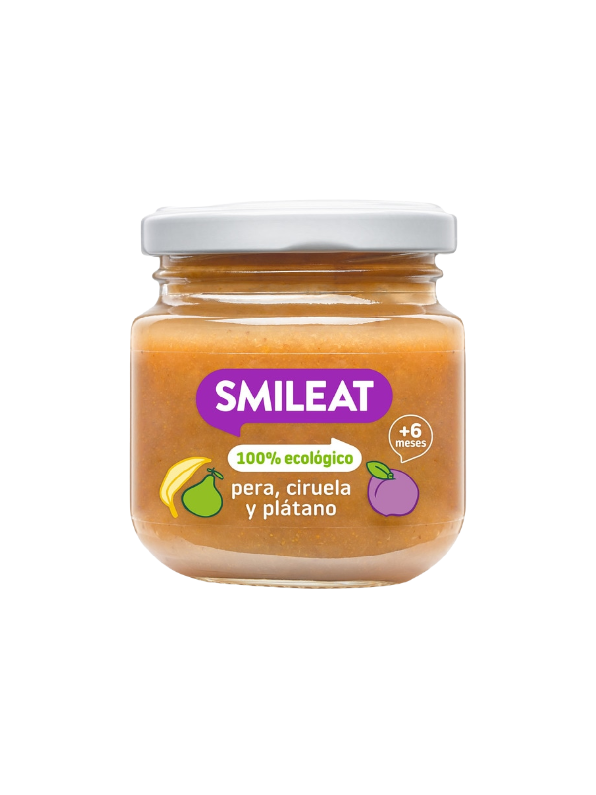 Smileat tarrito de pera ciruela y plátano 130 gr