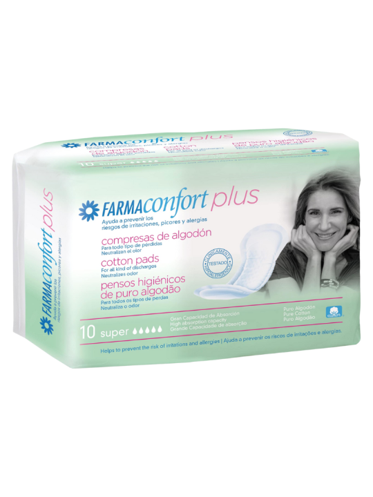 Farmaconfort plus compresas de algodón super 10