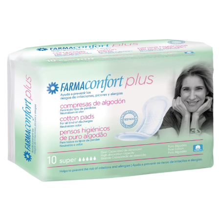 Farmaconfort plus compresas de algodón super 10