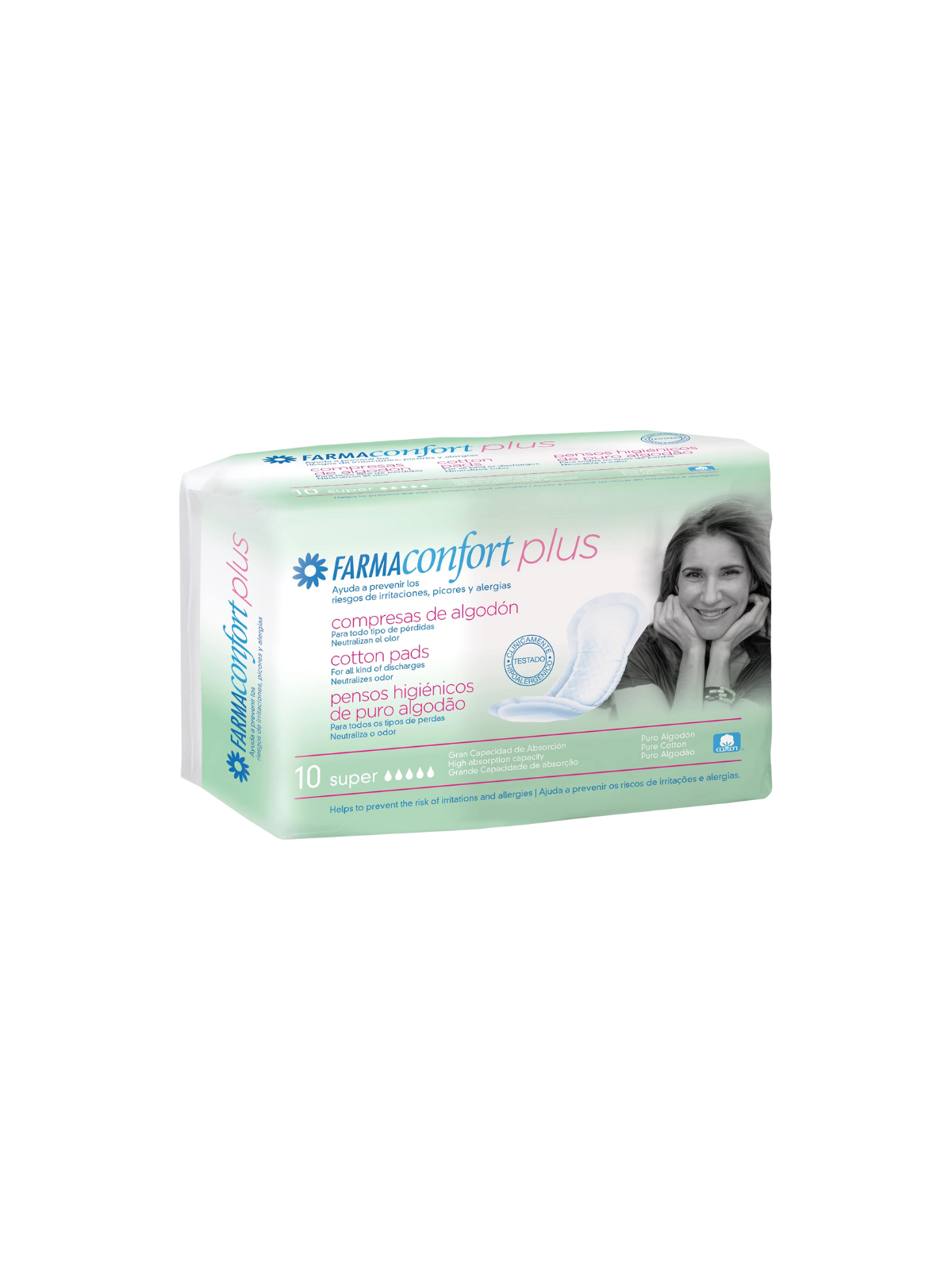 Farmaconfort plus compresas de algodón super 10