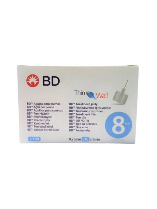Aguja bd microfine 31g 0,25mm x 8mm 100u