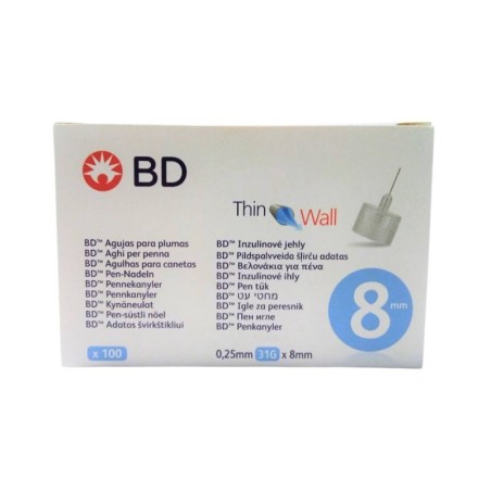 Aguja bd microfine 31g 0,25mm x 8mm 100u