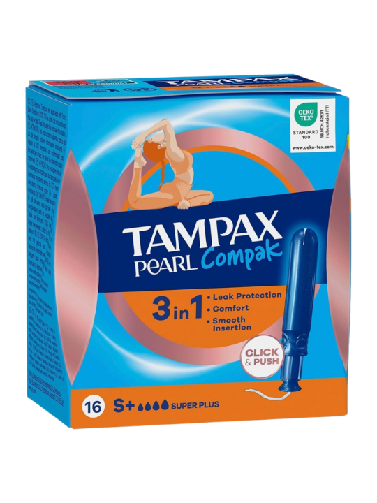Tampax compak pearl tampon 100% algodon super plus 16 u