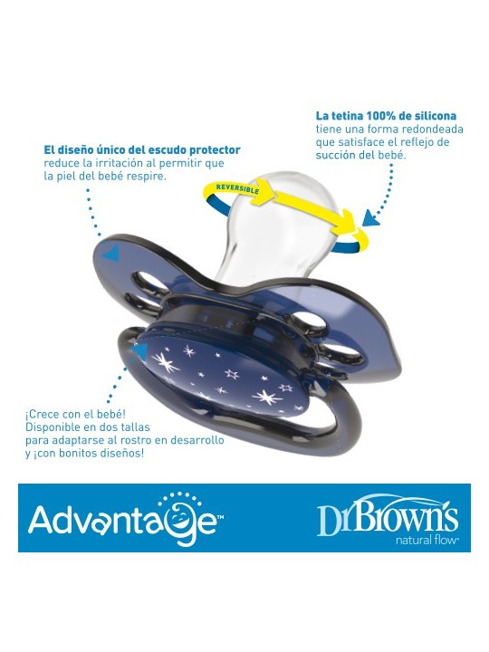 Dr brown´s chupete advantage reversible 6 - 18 m 2 unid