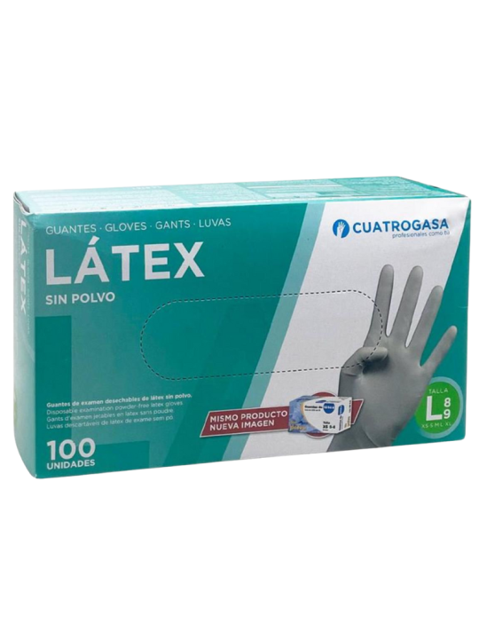 Cuatrogasa Guantes Látex Sin Polvo TALLA L 8 - 9 100 unidades