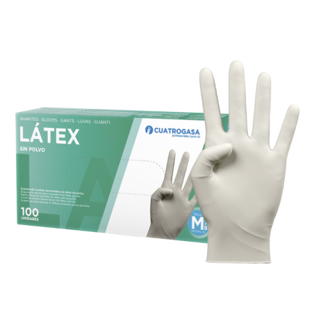 Cuatrogasa Guantes Látex Sin Polvo Talla M 7- 8 (100 UDS)