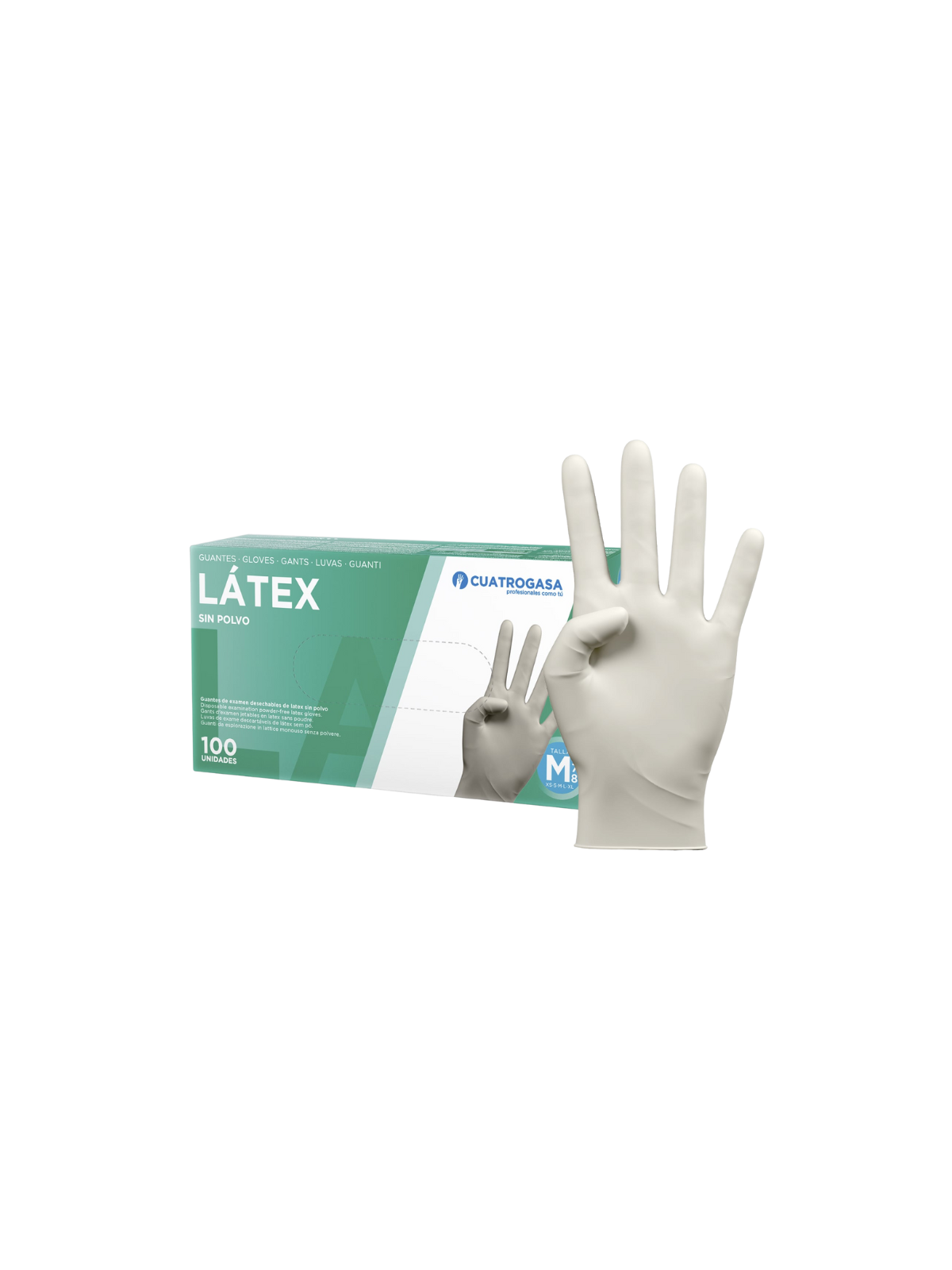 Cuatrogasa Guantes Látex Sin Polvo Talla M 7- 8 (100 UDS)