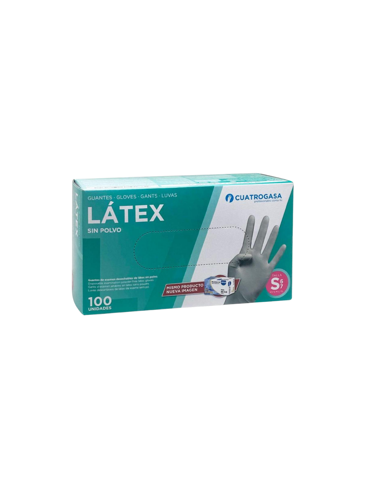 Cuatrogasa Guantes Látex Sin Polvo Talla S 6 - 7 100 unidades