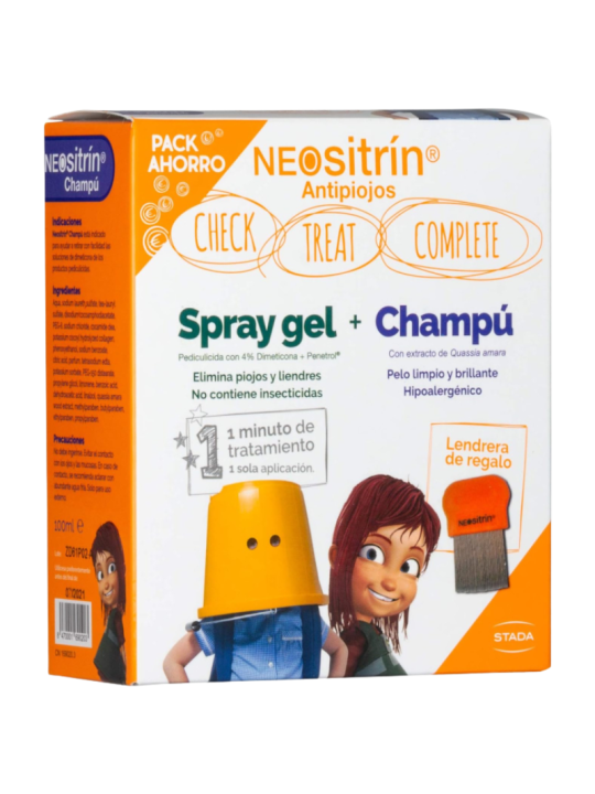 Neositrin 100 % spray + champu antipiojos kit