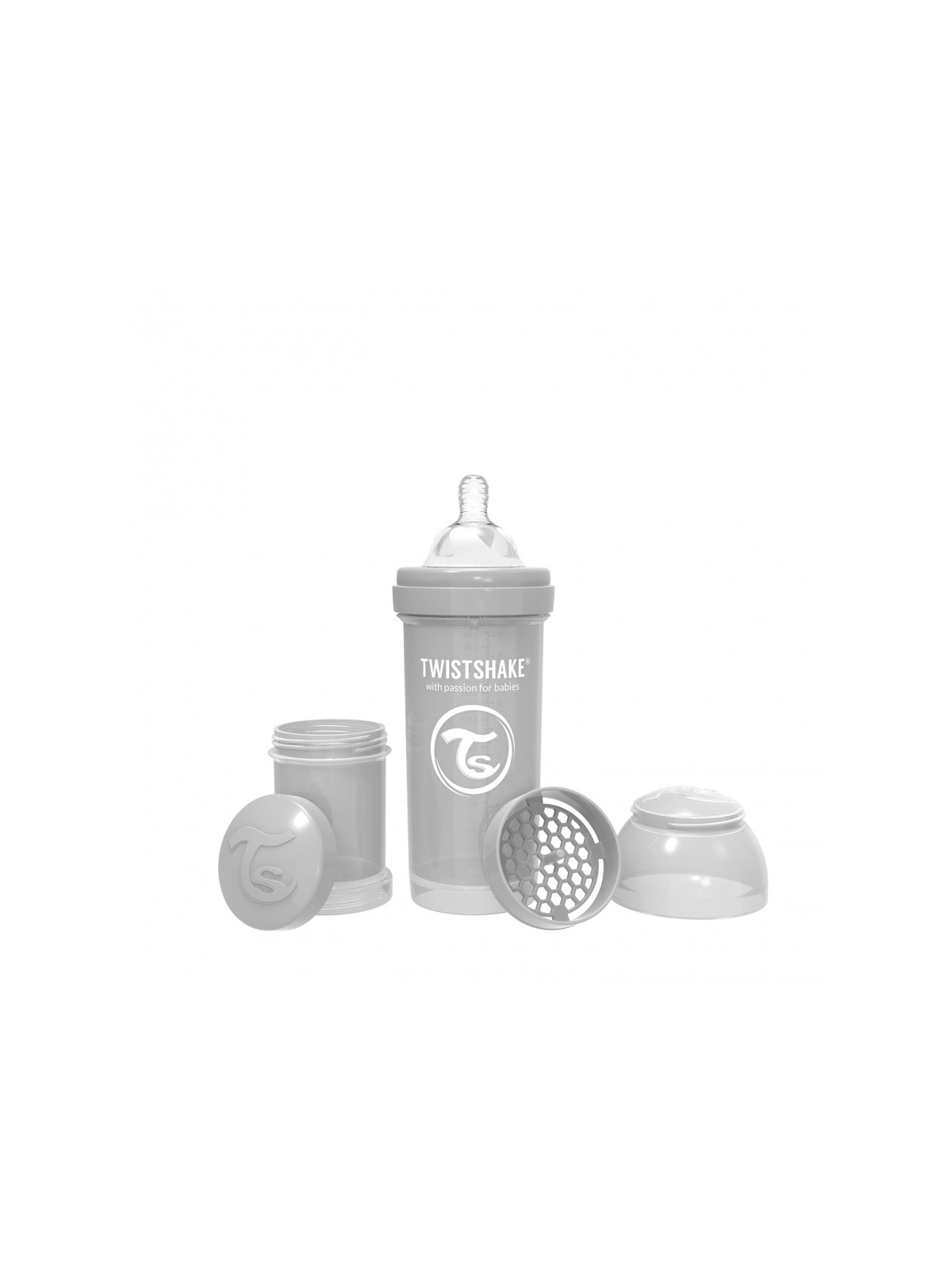 Twistshake biberon anticolico pastel gris 260 ml