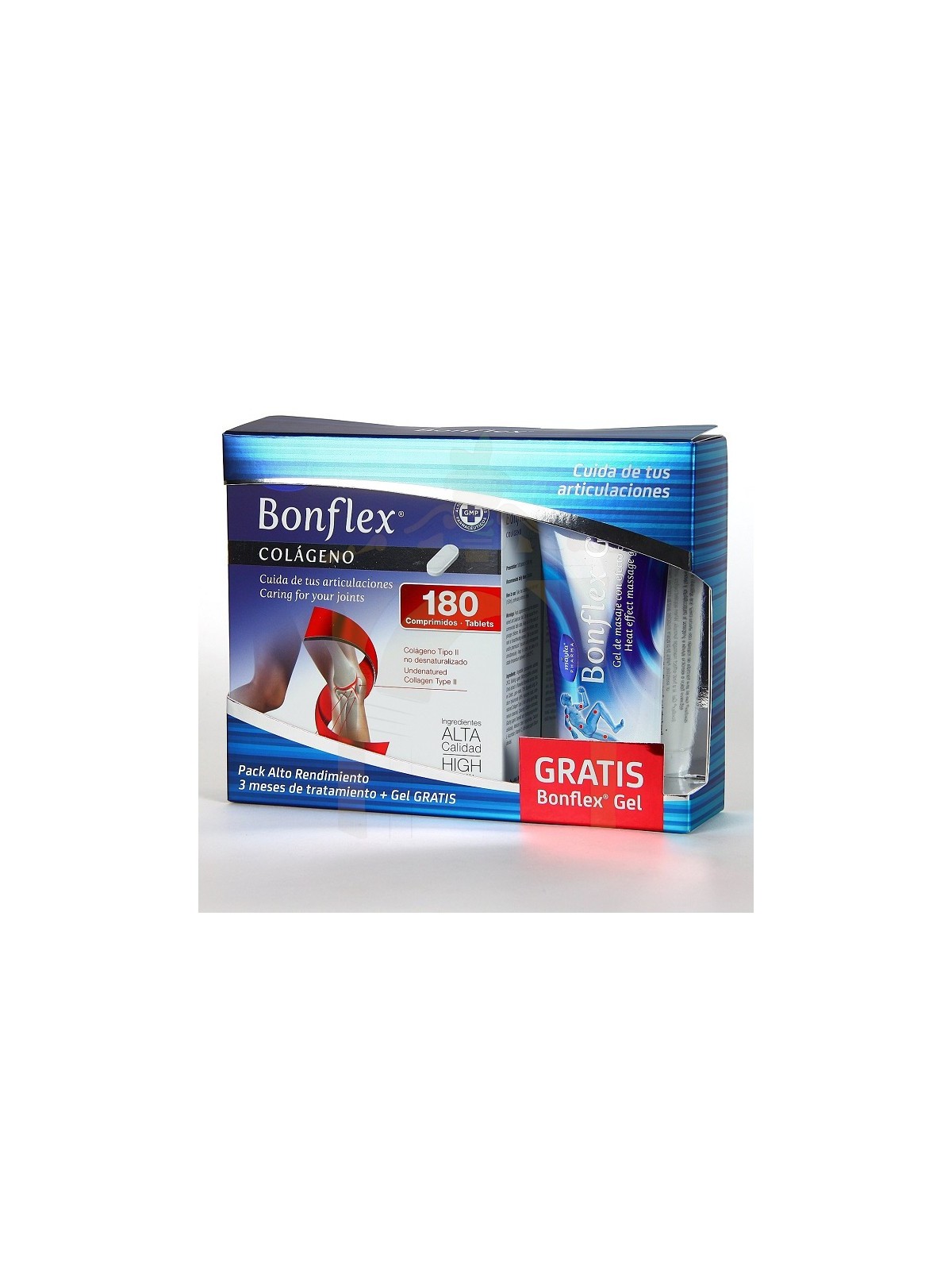 Mayla Pharma Pack Bonflex Colágeno 180 cápsulas y Gel de Efecto Calor 100 ml
