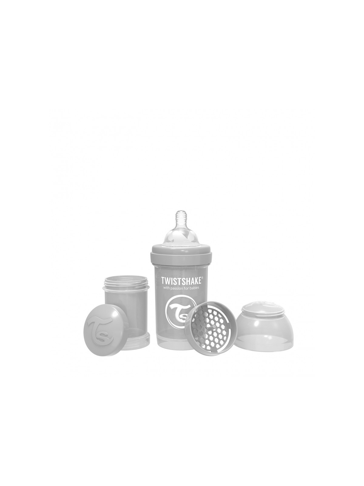 Twistshake biberon anticolico pastel gris 180 ml
