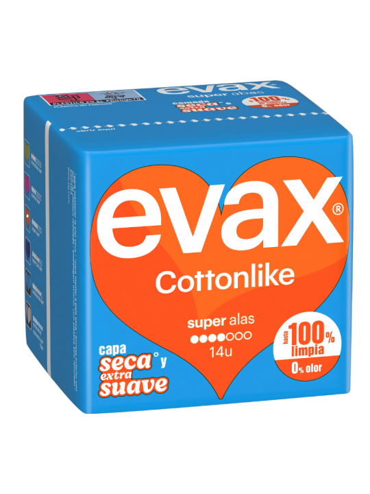 Evax compresas cottonlike super con alas 14 compresas