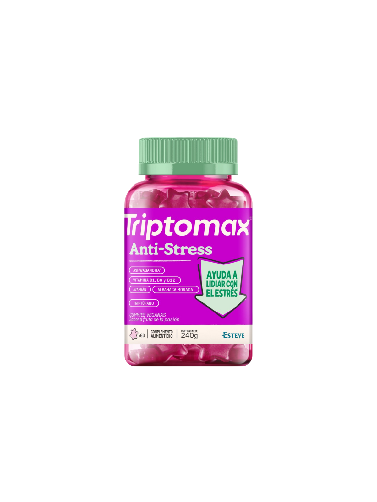 Triptomax anti-stress gummies sabor fruta de la pasión