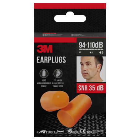 3M tapones oidos poliuretano ruido 4 pares con caja de almacenamiento