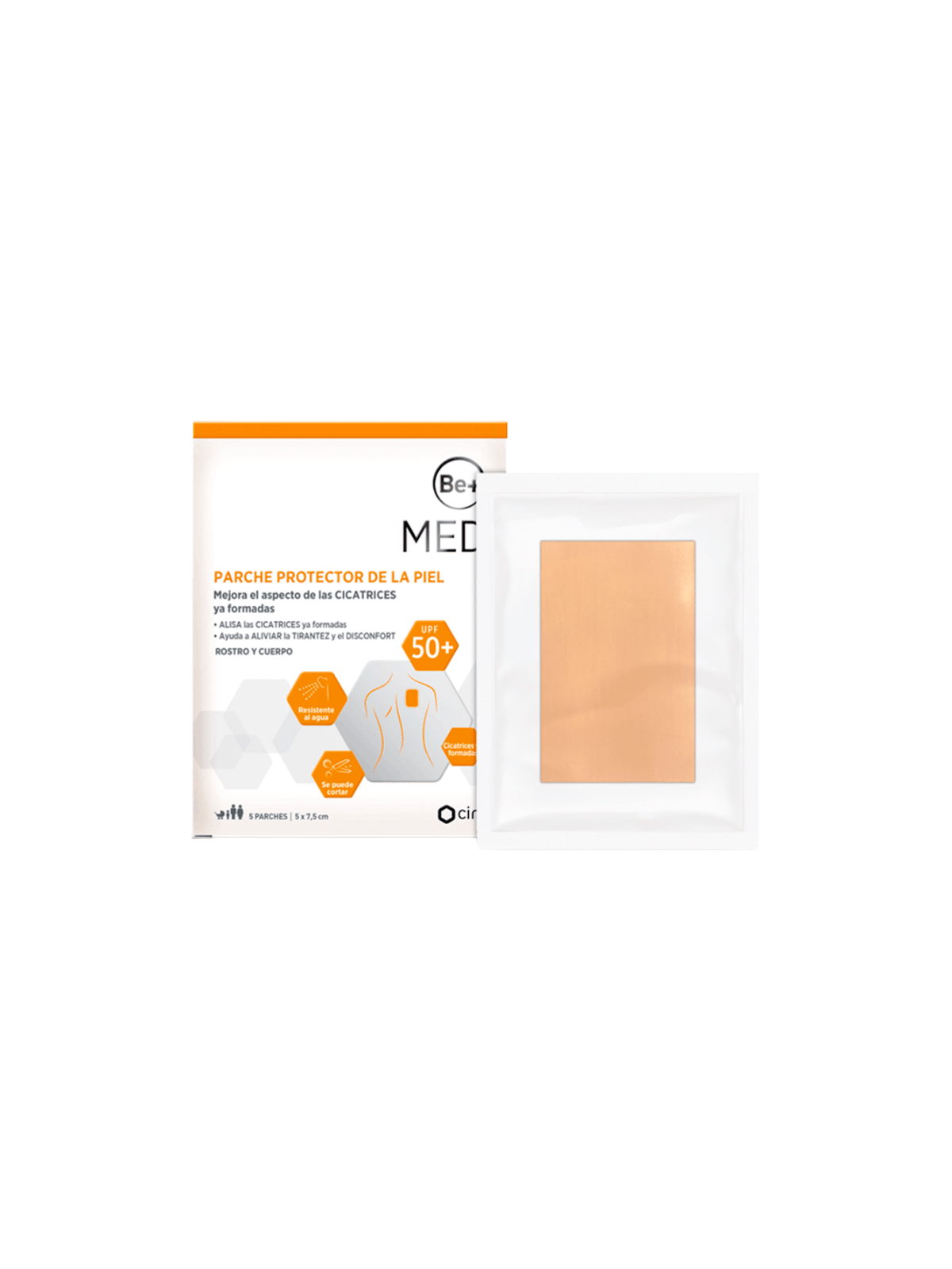 Be+ MED Parche Protector de la Piel para Cicatrices 5 Unidades 7,5 × 5 cm