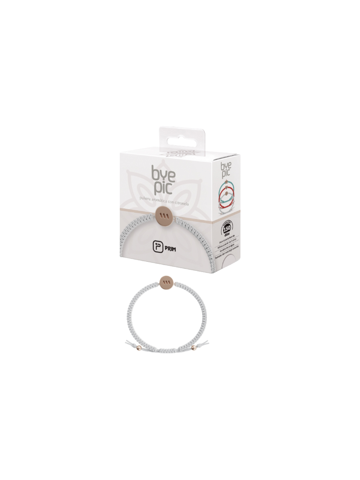 Byepic pulsera citronela nudo blanco circulo