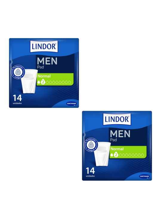 Lindor men pack protector incontinencia orina ligera 2 gotas 28 unidades