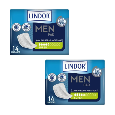 Lindor men pack protector incontinencia orina ligera 5 gotas 28 unidades